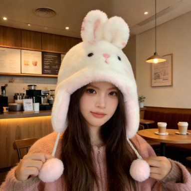 爱尚优帽子兔子帽围脖暖保暖帽子