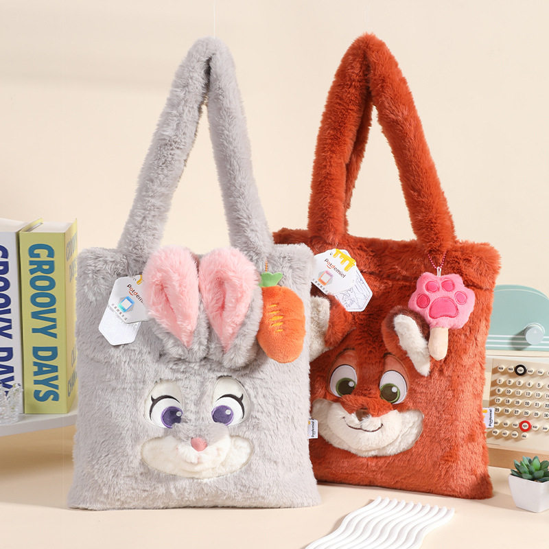 迪士尼正版疯狂动物城朱迪尼克云朵糯糯大容量单肩包毛绒玩偶包狐