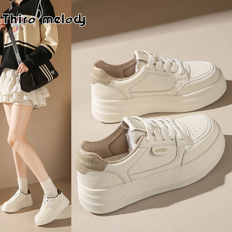 踩屎感小白鞋女款2026新款春季百搭厚底真皮休闲运动学生板鞋女