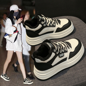 女款 2025新款 冬季 踩屎感高帮加绒小白鞋 百搭厚底学生运动二棉板鞋