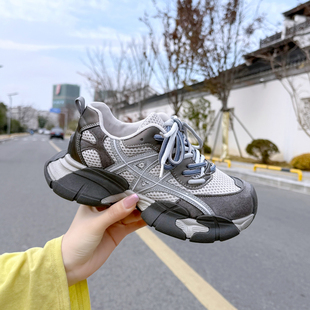 踩屎感老爹鞋女款2026新款爆款春季百搭厚底网面透气配阔腿裤女鞋