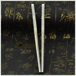 年年有余鱼银筷子999纯银家用食用雪花银筷空心足银餐具NO2326
