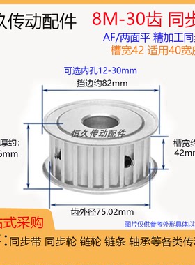 两面平同步轮8M30齿 8M30T槽宽42 AF型传动同步皮带轮 带顶丝键槽