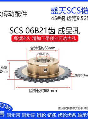 SCS高品质精加工链轮3分21齿 06B21T 高精度成品内孔带顶丝键槽