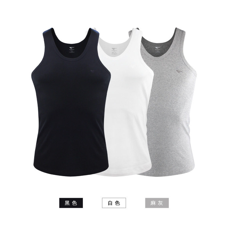 七匹狼男士纯棉背心休闲运动健身贴身打底紧身汗衫3条礼盒装背心