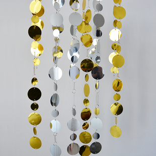 金色银色亮片帘珠片风水帘门帘舞台背景饰帘婚庆珠帘亮片串装饰片