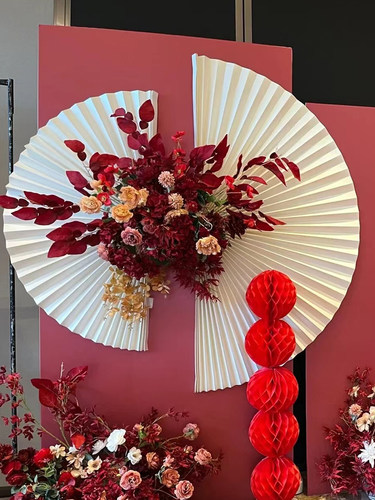 婚庆折纸扇订婚背景板布置装饰
