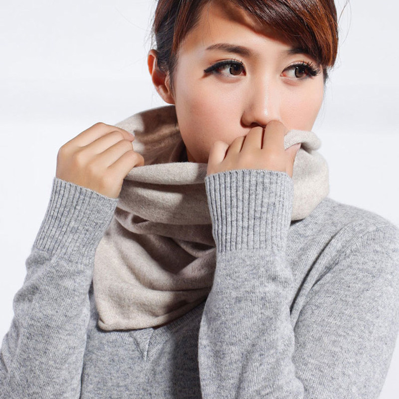 新款羊绒围脖女脖套平面纯色长款围巾套头毛线针织软糯男时尚百搭