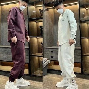 2025早春男士重磅扩版休闲套装纯色设计时尚卫衣哈伦裤潮牌两件套