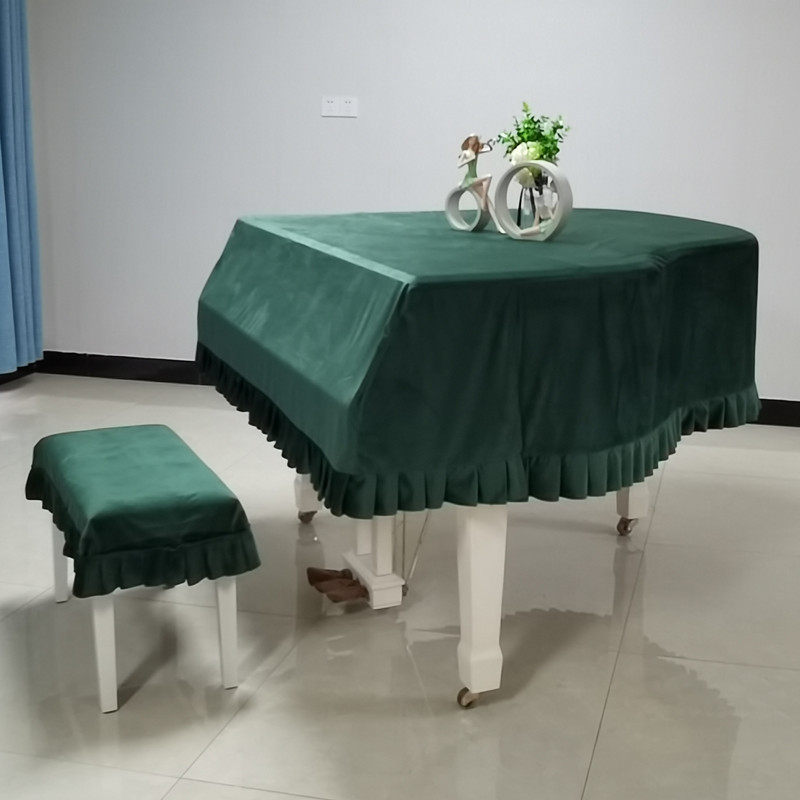 高档轻奢加厚丝绒三角钢琴罩套量身定做金丝绒蕾丝琴罩包邮简约