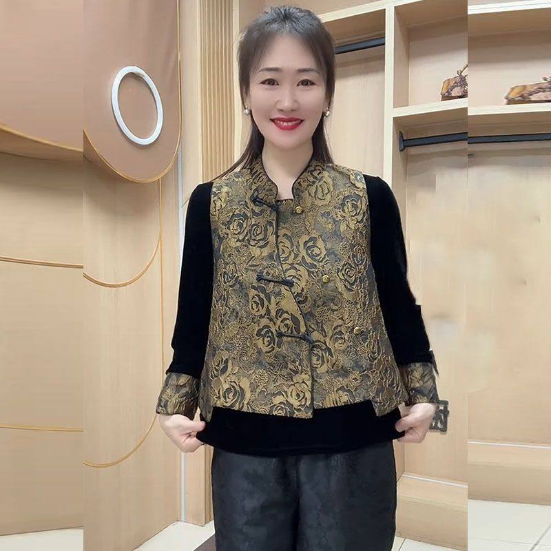 新中式国风唐装马甲外套女2025春季新款妈妈短款复古盘扣坎肩上衣,女装/女士精品,中老年女装,淘宝优惠券,粉丝福利购,淘宝优惠卷