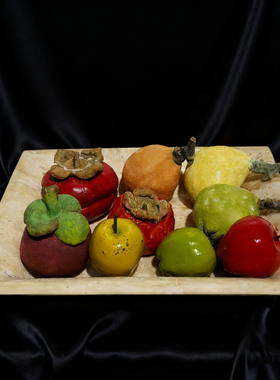 【茗尚家居】现代陶瓷水果枇杷野果柿子山竹苹果样板间摆件饰品