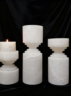 简约轻奢云石烛台几何高级摆件现代简约家居酒店蜡烛台座软装饰品