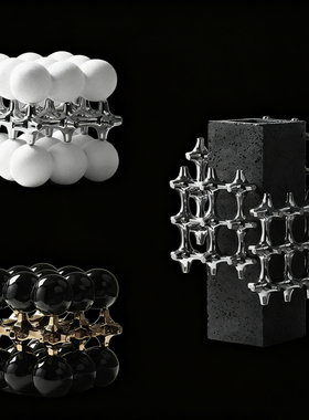 现代轻奢九宫格陶瓷缠绕摆件银色缠绕花器客厅茶几样板间饰品摆件