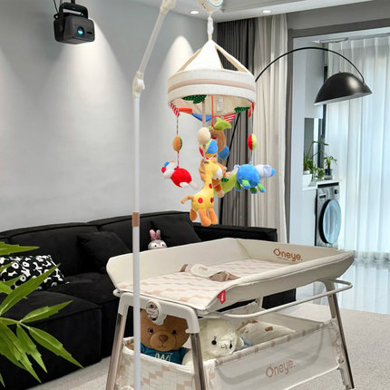 落地式音乐旋转床铃婴幼儿宝宝安抚玩具尿布台成人床上玩具可移动