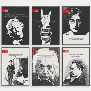 英文励志装饰画约翰列侬海报壁画办公室名言墙画书房创意音乐挂画