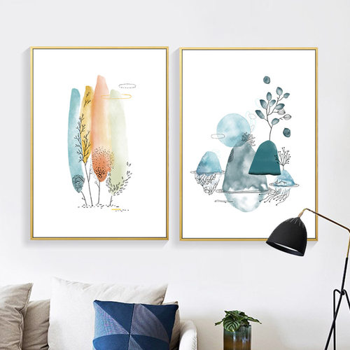 小清新风卧室简约水彩装饰画