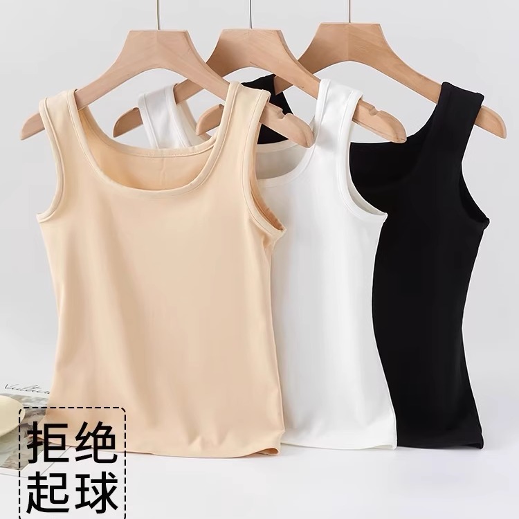 吊带背心女夏大码外穿内搭纯棉无袖上衣遮副乳工字圆领防走光弹力