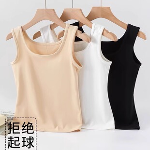 外穿内搭纯棉无袖 吊带背心女夏大码 上衣遮副乳工字圆领防走光弹力