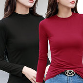 莫代尔打底衫 保暖秋衣修身 女内搭圆领长袖 薄款 半高领 t恤大码 新款