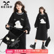 KEIKO 萌宠绣花绒质黑色卫衣裙25新款 慵懒感加厚宽松毛绒连衣裙