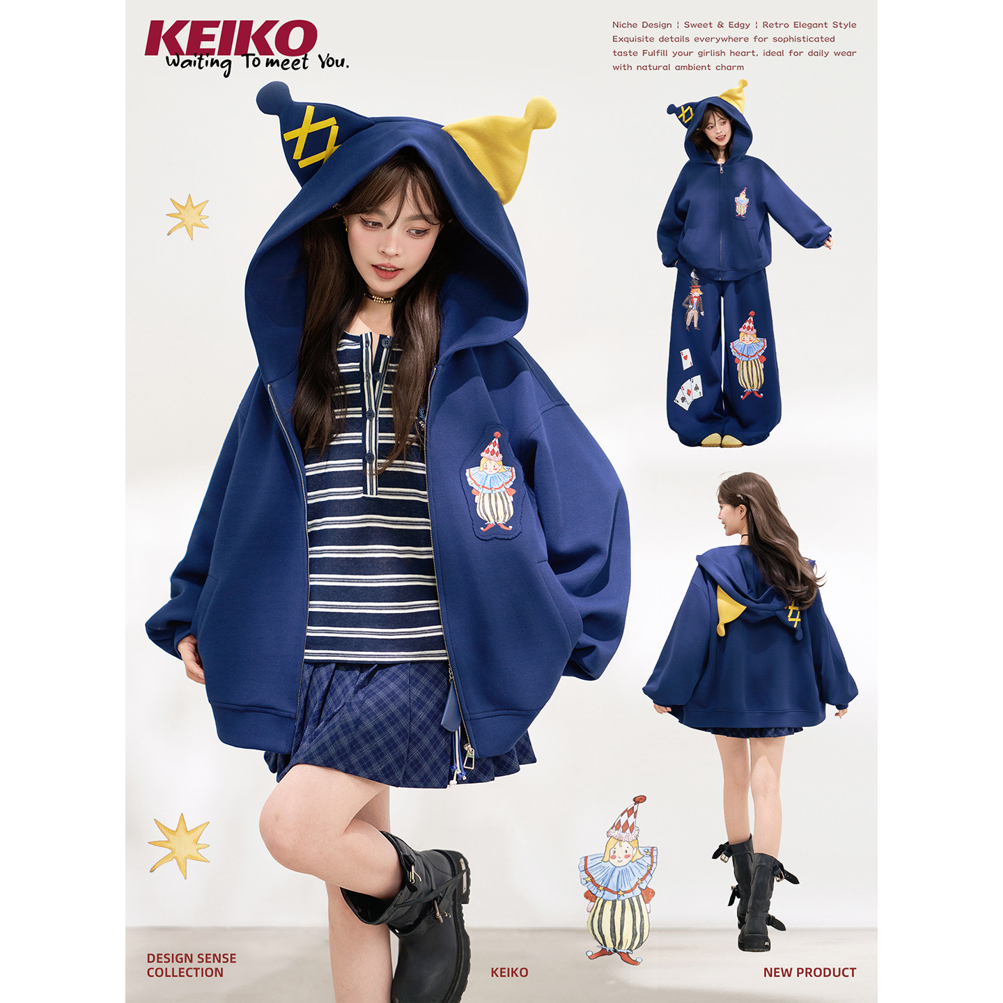 KEIKO 9月16日 20:00上新 怪趣淑女风运动休闲套装卫衣卫裤