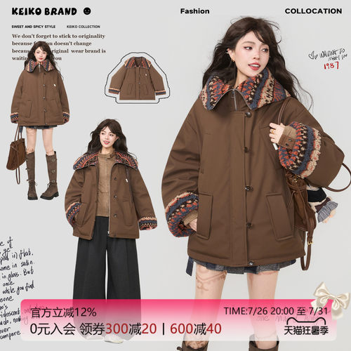 KEIKO巴恩风羊羔毛派克服棉衣