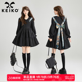 层叠拼接A字蓬蓬蛋糕裙子 提花黑色连衣裙26春季 KEIKO 蝴蝶结girl