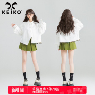 设计感不对称斜襟长袖 26春季 上衣 异域风织带花边饰白色衬衫 KEIKO