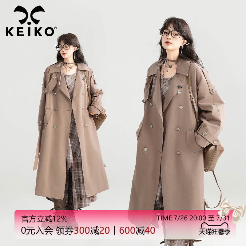 KEIKO英伦通勤中长款双排扣风衣