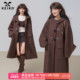 KEIKO 复古牛角扣斗篷型毛呢大衣秋冬学院风中长款 连帽呢子外套