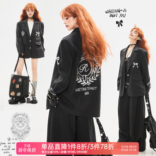 重工刺绣 西裤 美式 外套学院风休闲小西服 两件套 廓形西装 KEIKO