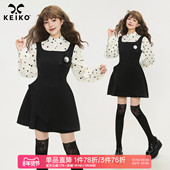 连衣裙春季 KEIKO 千金风黑色无袖 高级感花苞吊带背心裙小黑礼服裙