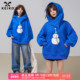 KEIKO 克莱因蓝美式 连帽卫衣女25秋冬重磅加绒宽松慵懒小雪人外套