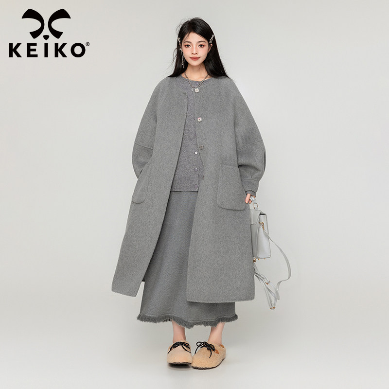 KEKIO简约通勤风毛呢外套