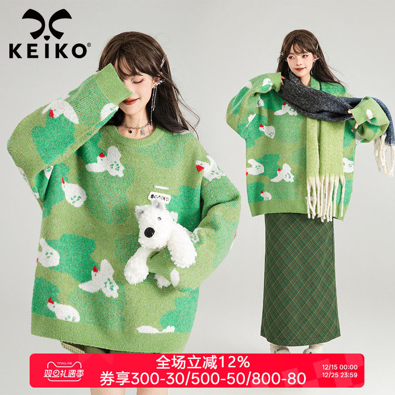 凯莉欧圆领慵懒风毛衣针织衫