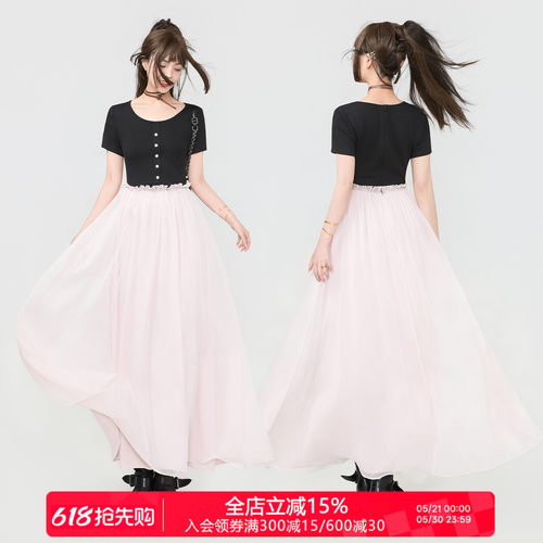 KEIKO黑粉撞色洛可可连衣裙