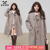 高级感娃娃领毛呢大衣25秋冬日系长款 KEIKO 重工刺绣 呢子外套