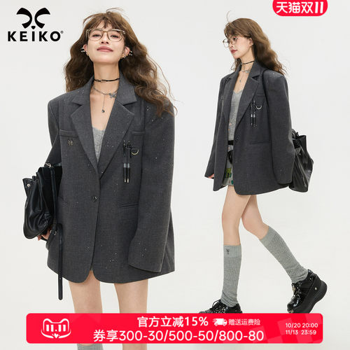 KEIKO高级感廓形灰色西装外套