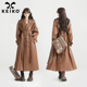 领系带长款 KEIKO 西装 皮衣大衣2026春季 风衣外套 高级感深棕色长款