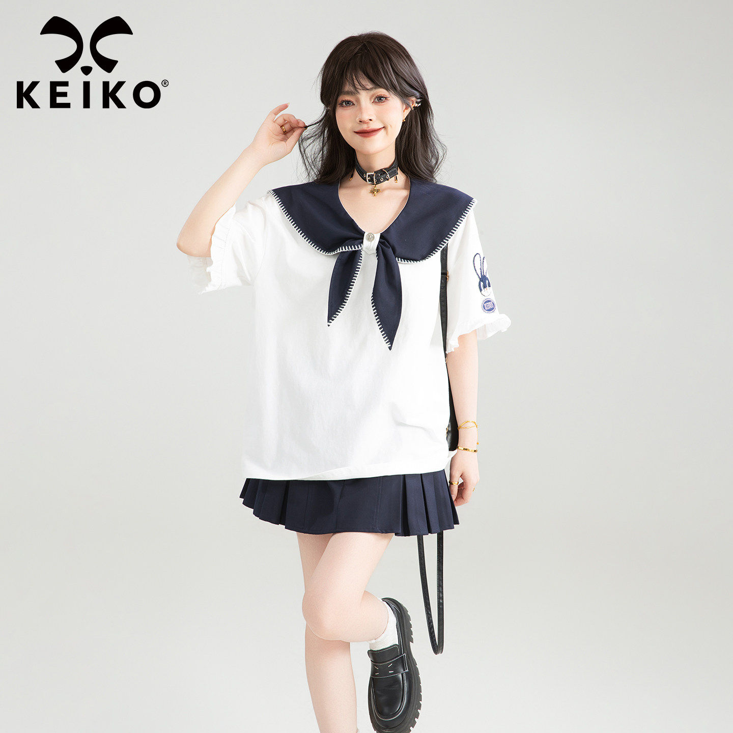 学院风纯棉短袖t恤航海系水手服