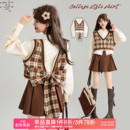 早秋假两件衬衫 复古穿搭套装 女别致学院上衣 美式 KEIKO蝴蝶结girl