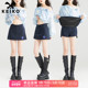 裙26春季 KEIKO 学院风高腰A字半身裙裤 设计感侧开叉运动休闲短裙