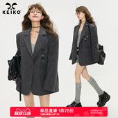 通勤休闲松弛宽肩小西服套装 外套26春季 高级感廓形灰色西装 KEIKO