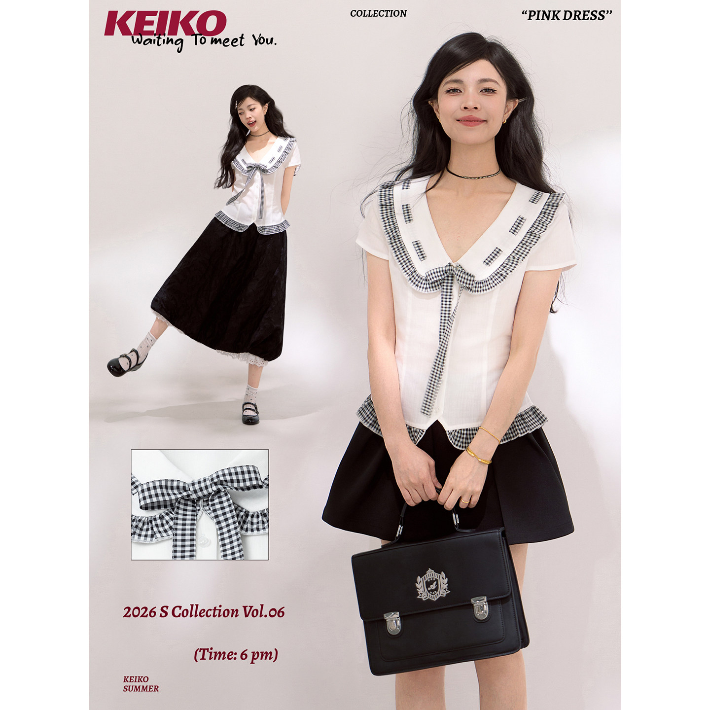 KEIKO 白色木耳花边娃娃领短袖衬衫女夏季法式鱼骨收腰莱赛尔上衣图片