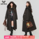 KEIKO 高级感人字纹连帽羊毛呢大衣冬季 复古牛角扣加厚斗篷外套