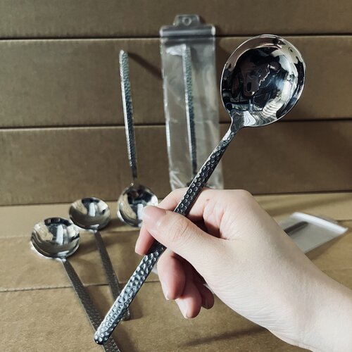 304不锈钢圆勺子家用精致高颜值韩式加厚长柄吃饭调羹拌饭汤匙