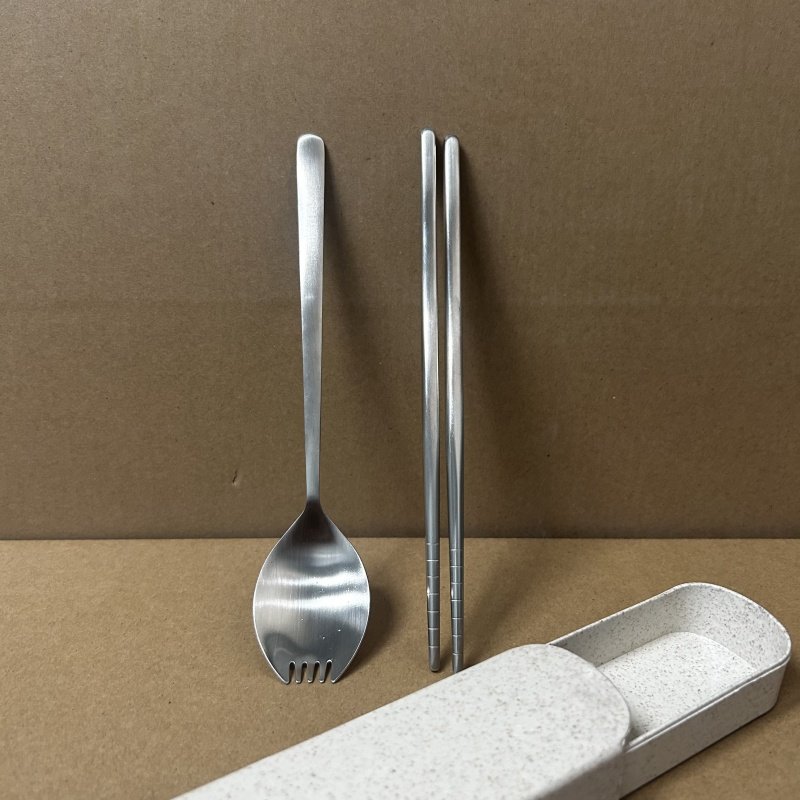 筷子勺子套装便携餐具两件套学生儿童成人叉子单人上班族收纳盒