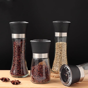 不锈钢黑白胡椒研磨瓶调料罐胡椒研磨器家用手动磨海盐胡椒粉神器