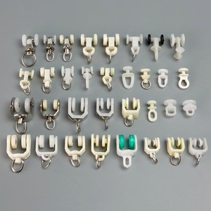 窗帘轨道配件辅料滚轮老式直轨弯轨导轨挂钩环滑轨走轮滑轮子扣环